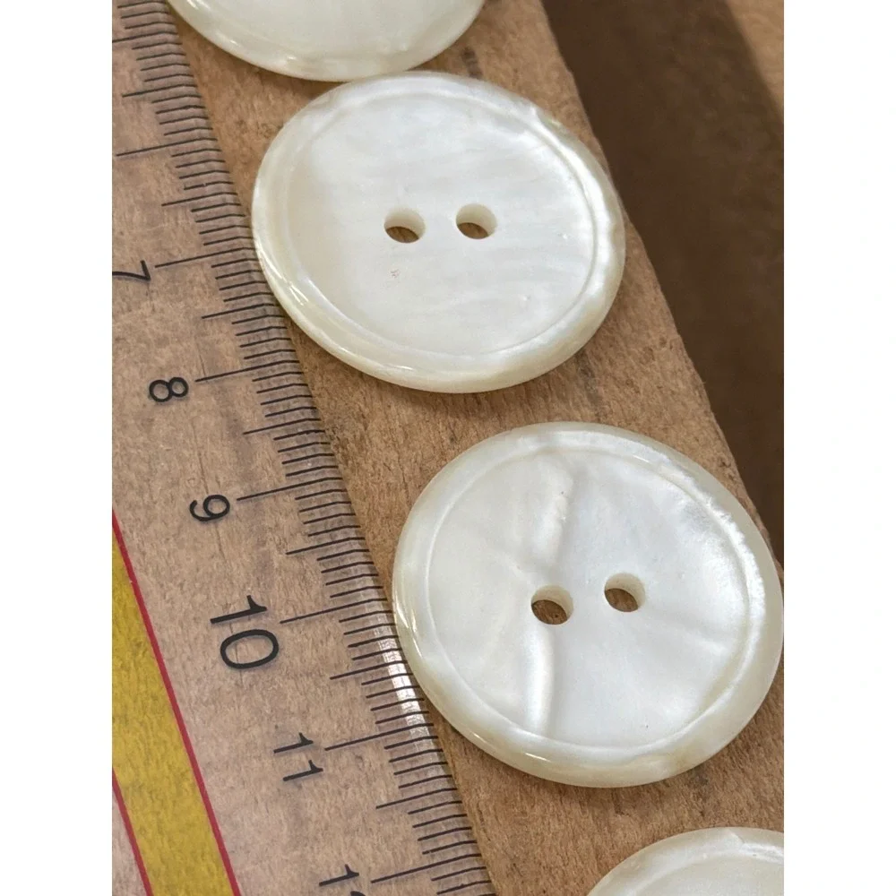 Vintage Mother‎ of Pearl Finish Round Buttons 2-Hole 28MM Set of 6 Sewing Craft